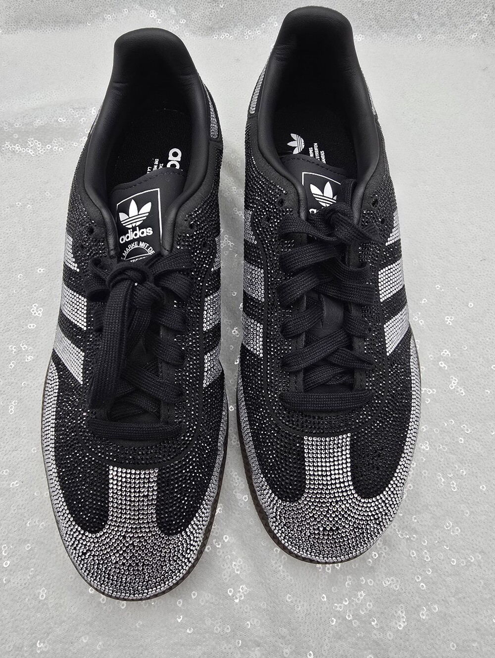 Adidas Orignals Samba OG with Black & Silver Rhinestones Women's 9.5 3 Stripes